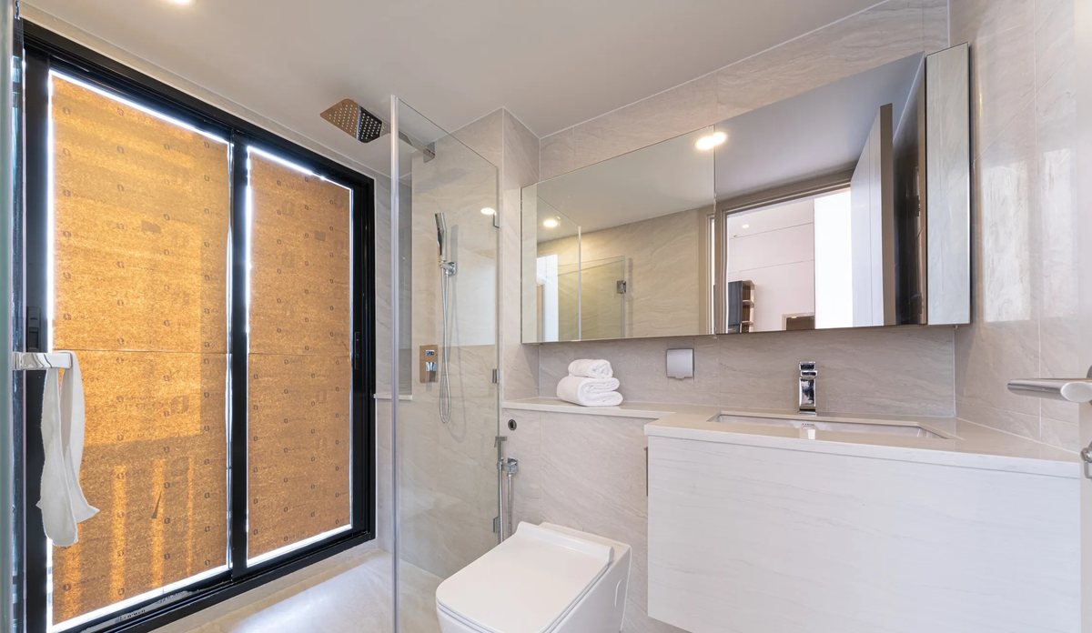Bathroom with a glass shower